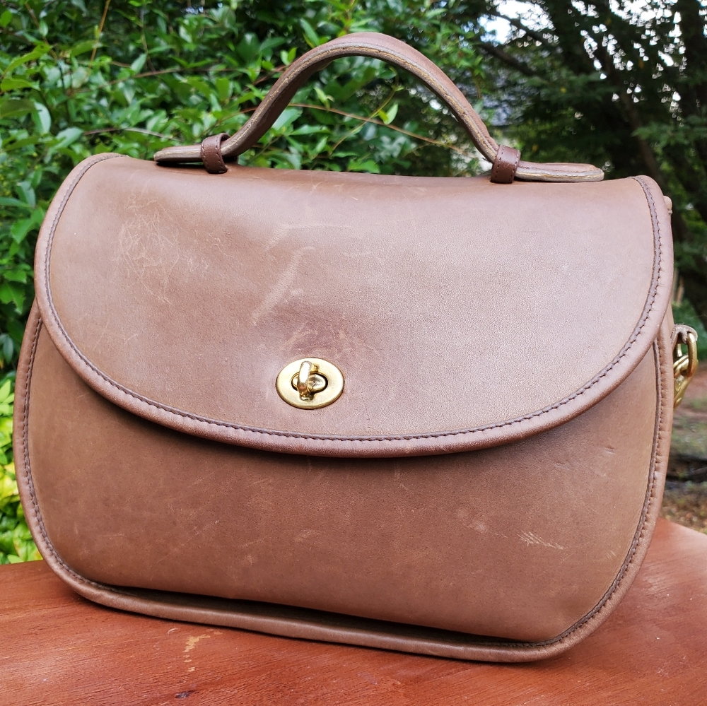 Vintage Coach Large Plaza Bag Putty Brown HTF